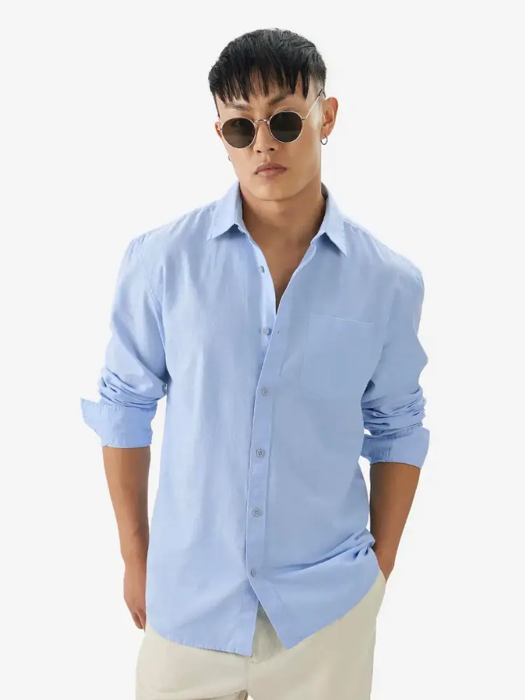 Cotton Linen: Skyblue Shirt