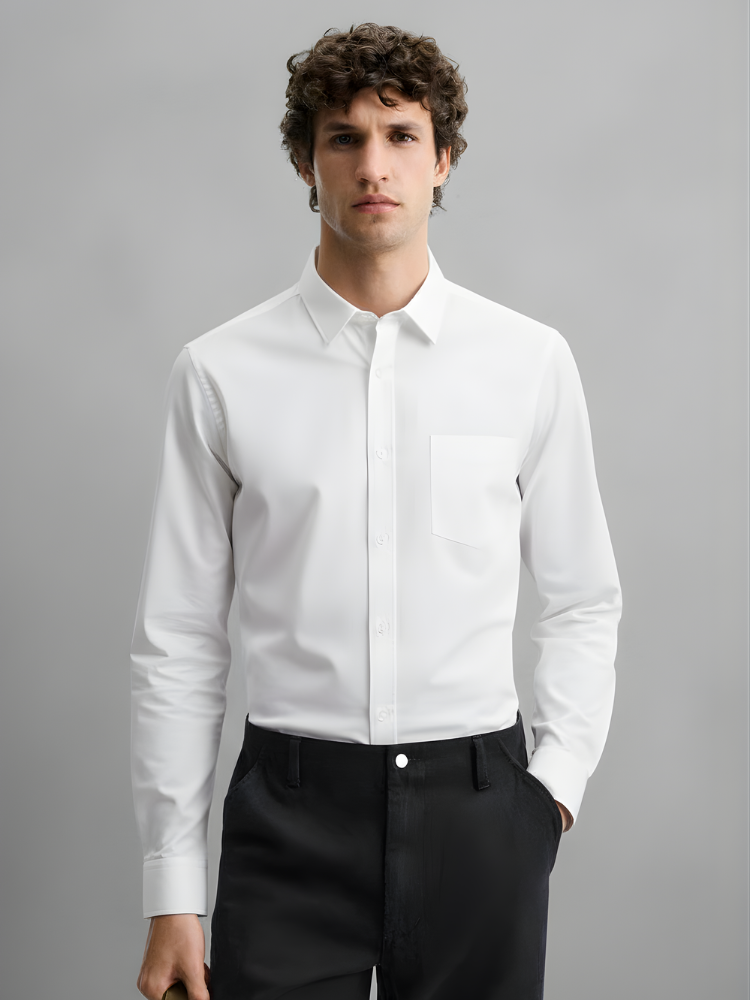 cotton solid : white shirt