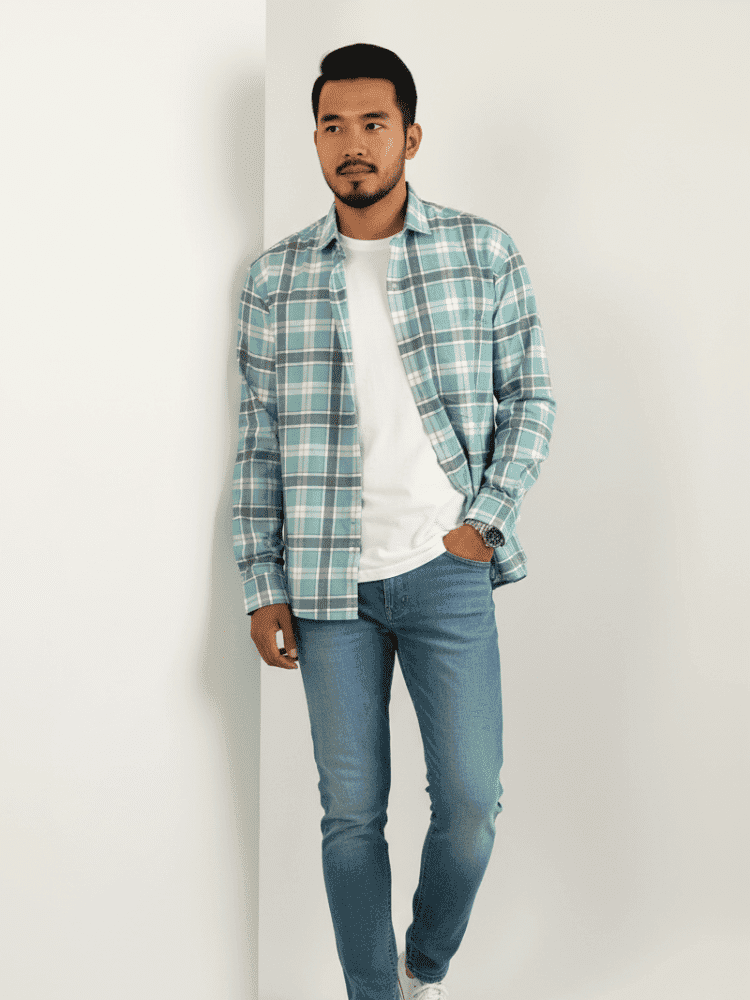 green blend: plaid checks green blend: plaid checks