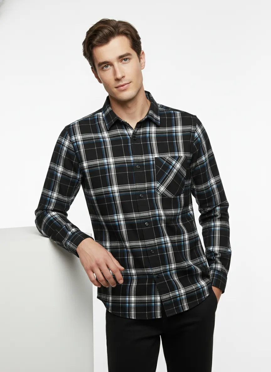 midnight check shirt – black